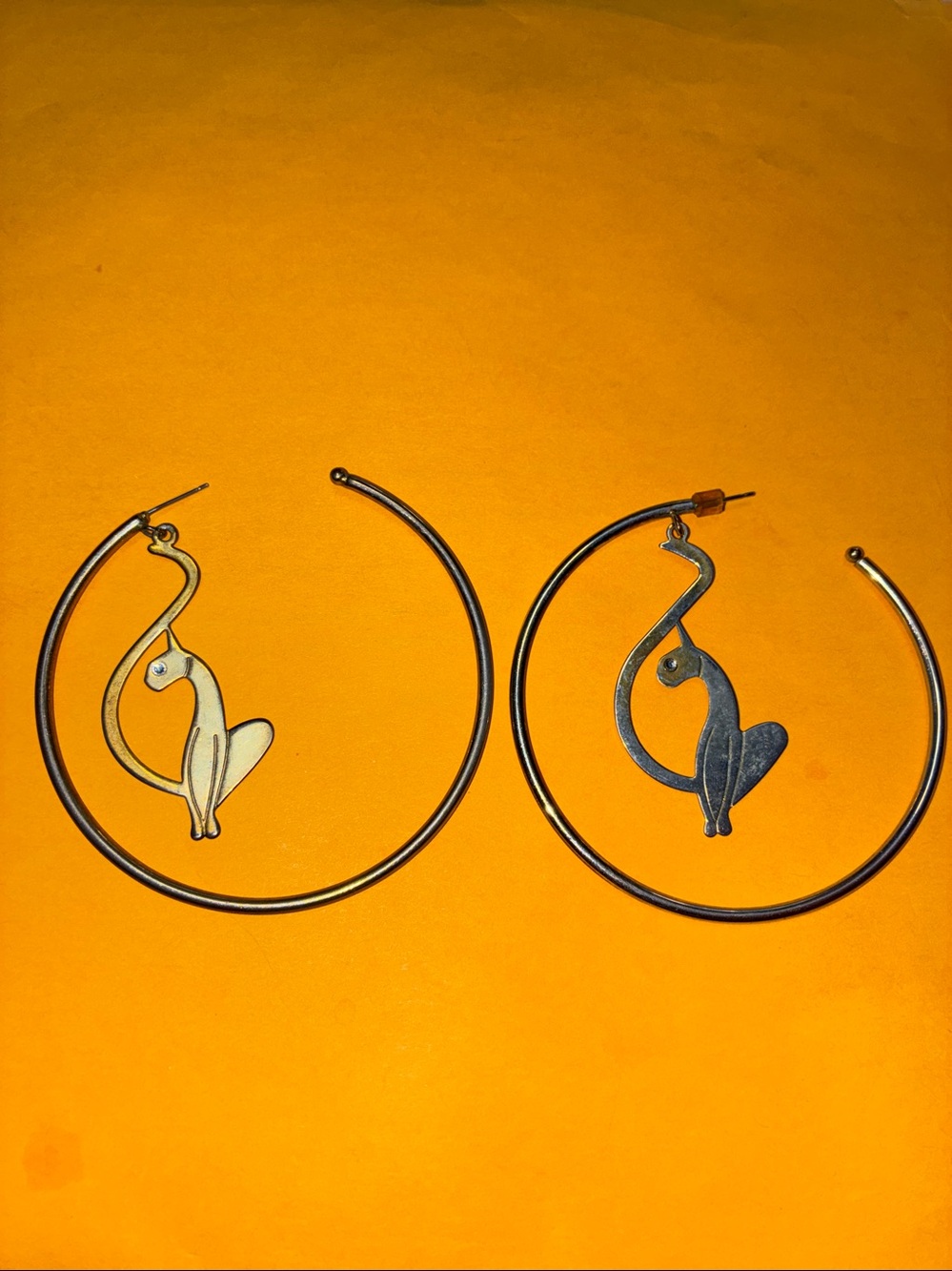 Y2K VINTAGE Baby Phat Silver Gold Hoops Loops Earrings